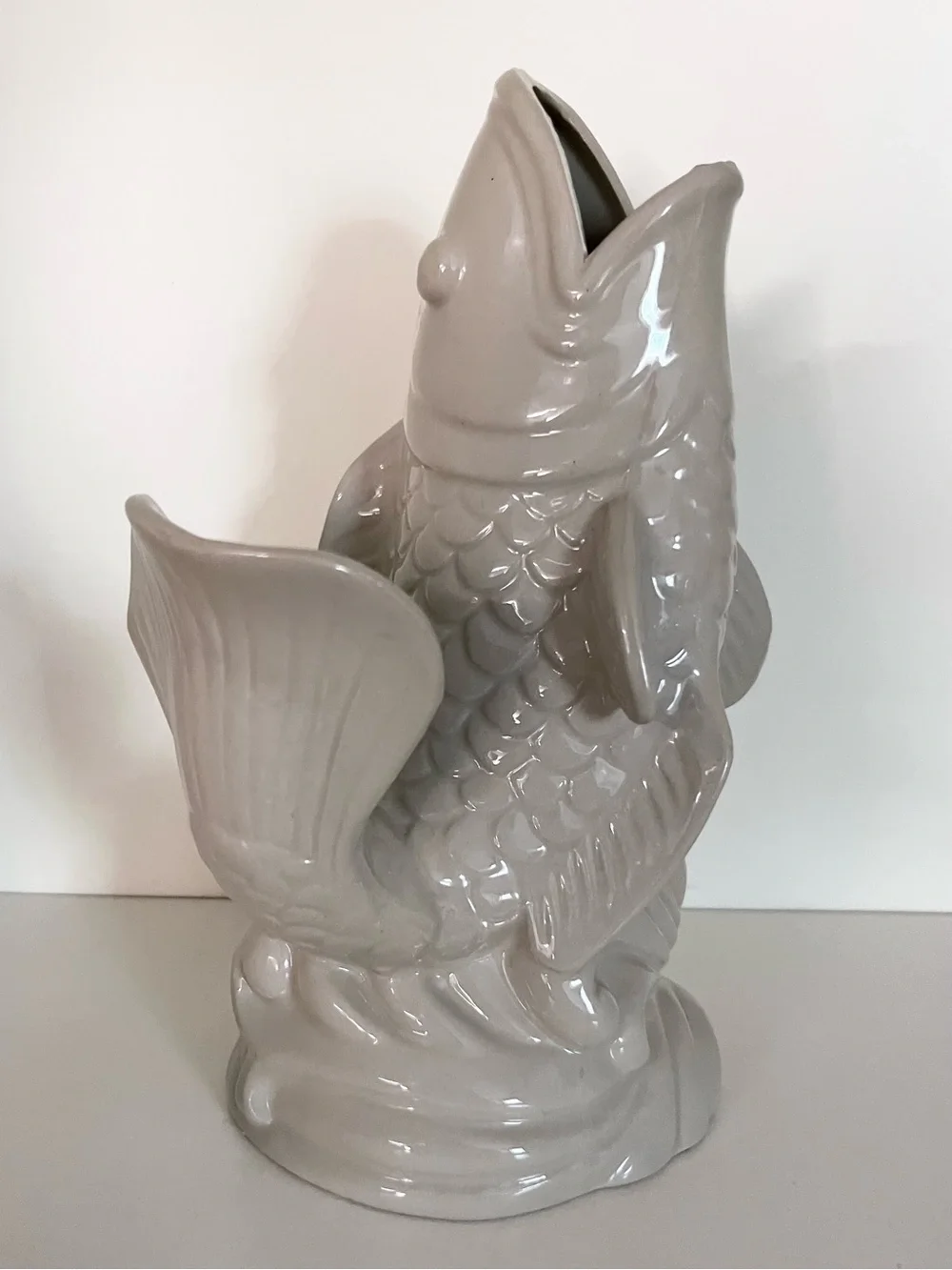 Koi fish glazed ceramic vase